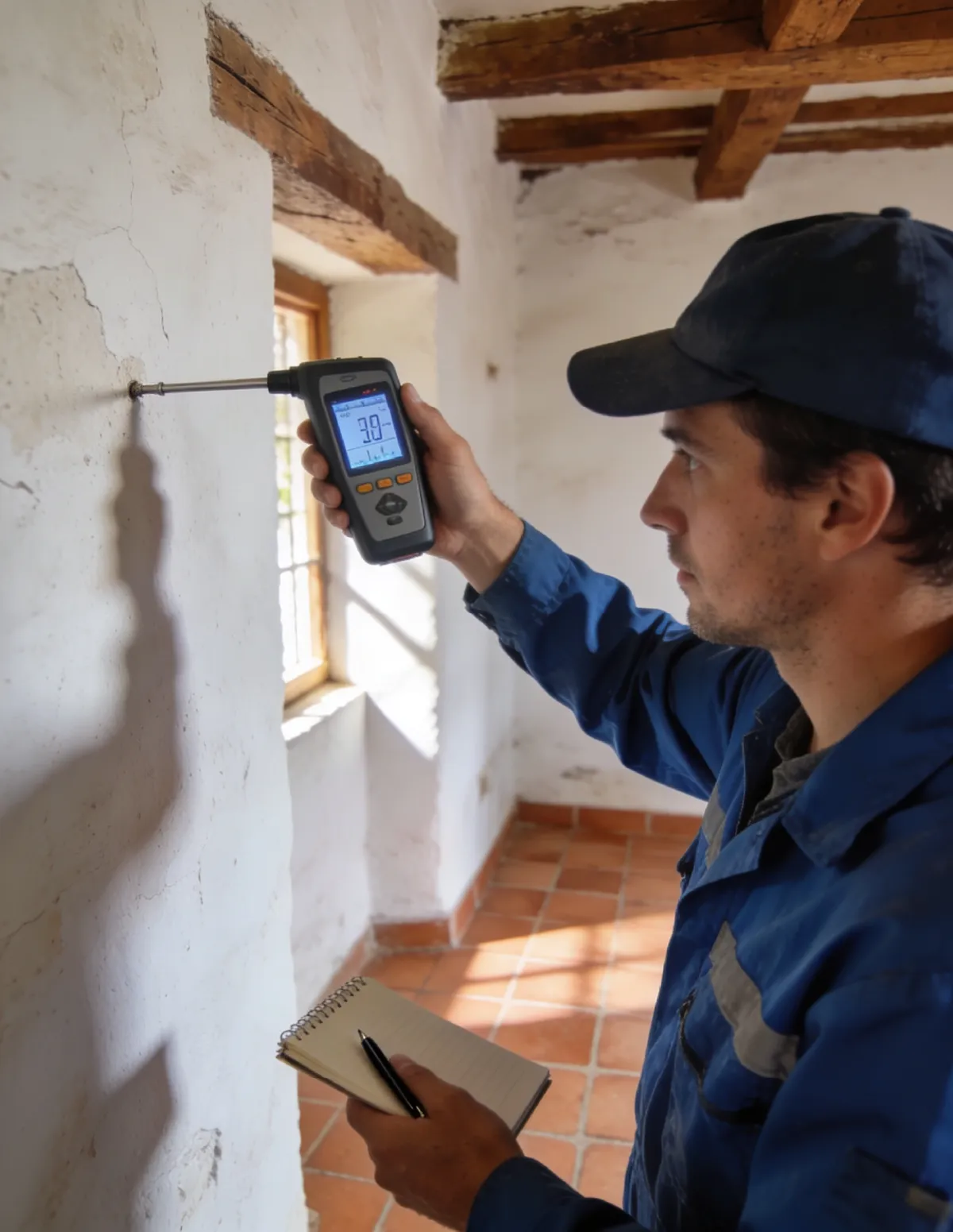 Técnico HUMIX Zaragoza revisando un caso de humedad